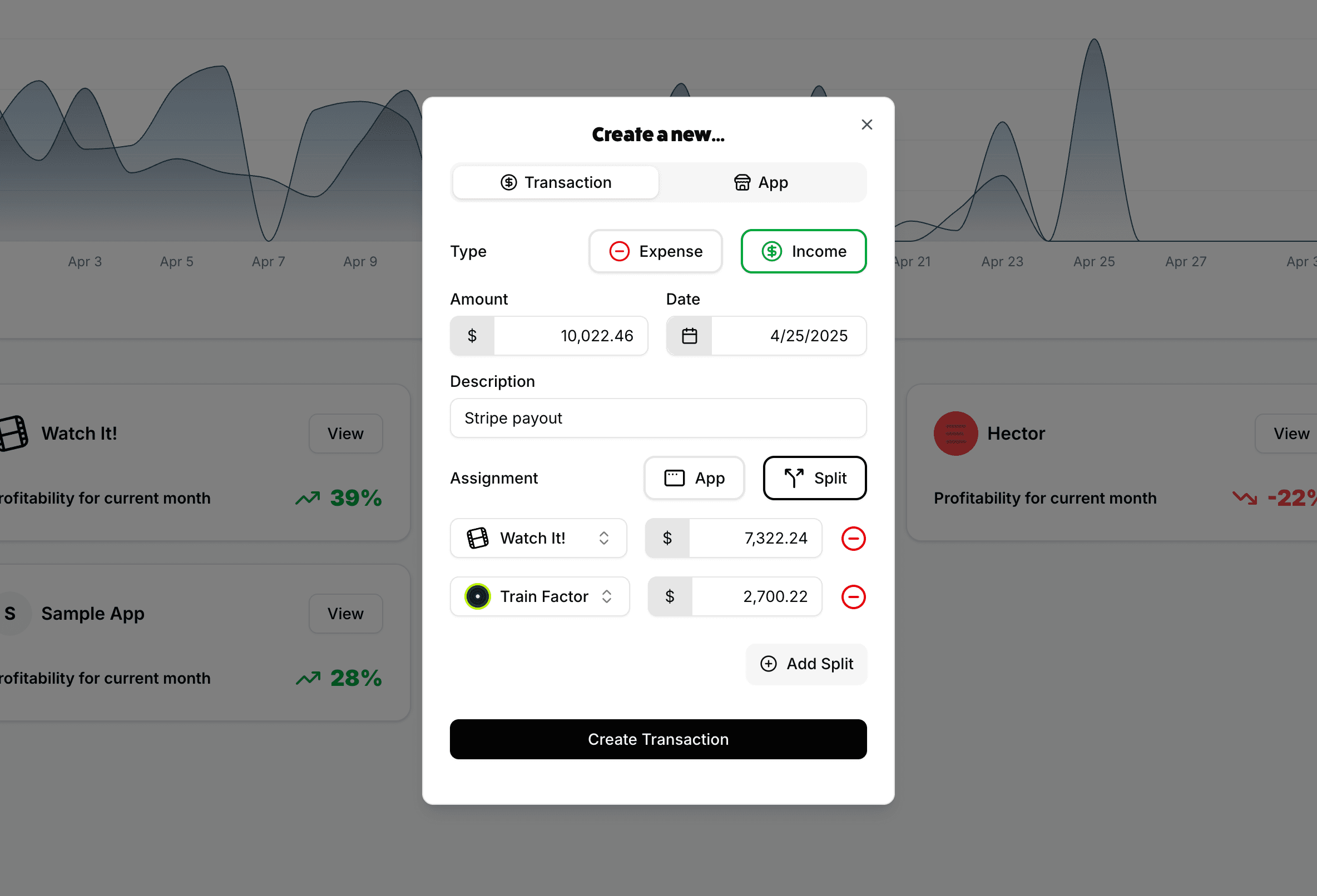 New transaction form